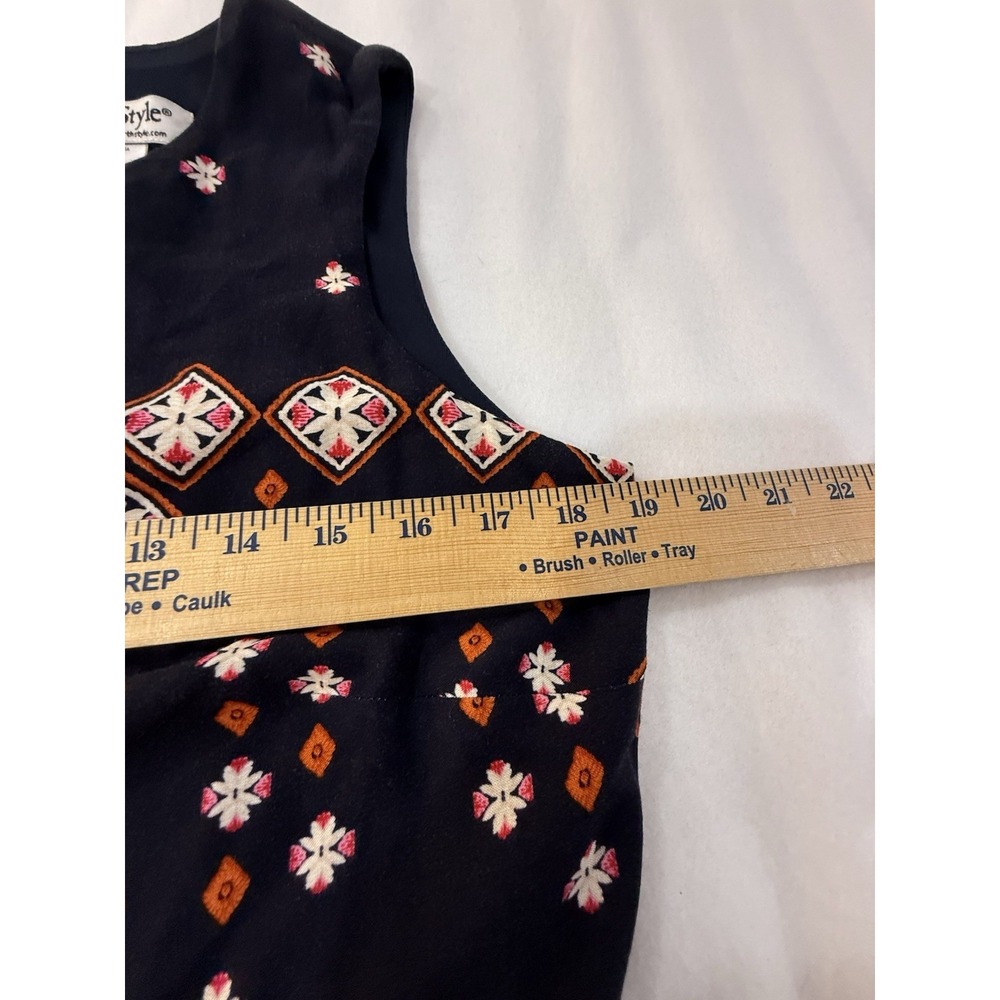 Shift Dress Navy Knee Sleeveless Sz 10 NorthStyle Ethnic Inspired 90's Mom Y2K - Picture 15 of 16